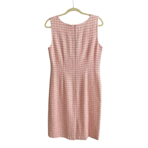ANNE KLEIN Vintage 90s Pink Tweed Sleeveless Dress Made in Hong Kong Timeless 12 - Picture 9 of 15